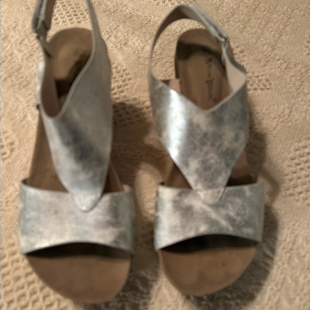 Nature Breeze Silver Wedge Sandals - Picture 4 of 6